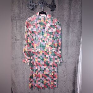 Jacky O" Vintage Handmade Patchwork Dress and Sheer Cropped Jacket Size Medium
